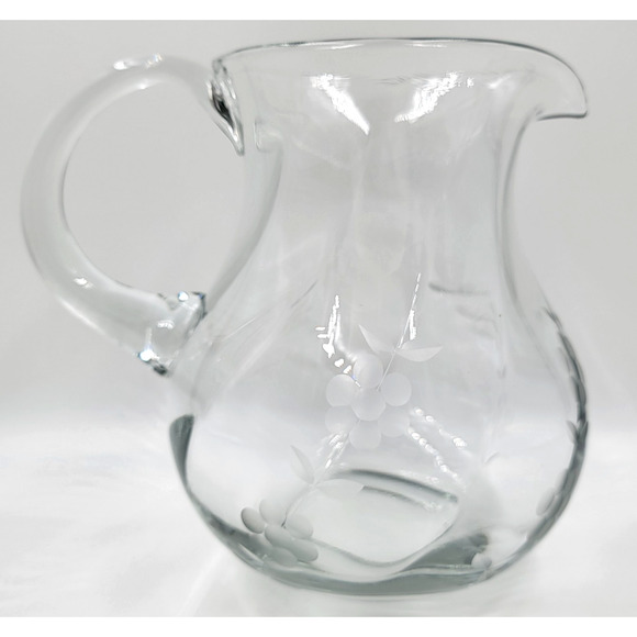 Princess House Heritage Clear Glass Pitcher Etched Grapes 2 Qt Water Juice USA - Picture 14 of 16
